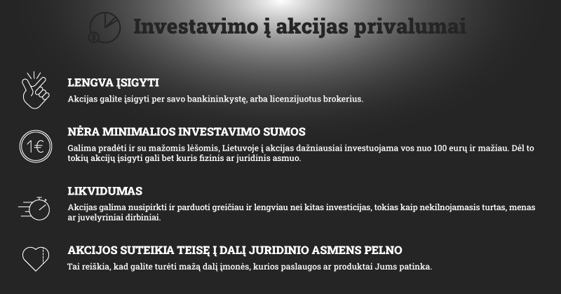 investavimo į akcijas privalumai